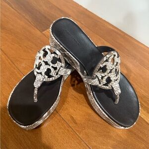 Tory Burch Leather Miller Wedge size 9